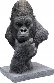 Dekorációs figura Thinking Gorilla Head 29x49 cm fekete, kézimunka