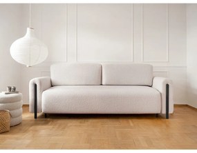 Bézs-krémszínű buklé kinyitható-tárolóhelyes kanapé 244 cm Arcadova – ELTAP