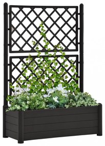 antracitszürke polipropilén rácsos kerti ültető 100x43x142 cm