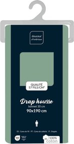 Zöld gumis pamut lepedő 90x190 cm Lina – douceur d'intérieur