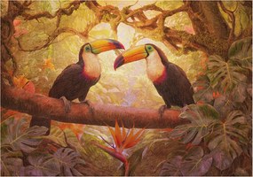 Fotótapéta Flizelin Dekoratív Hálószoba Színes tukánok 312x219