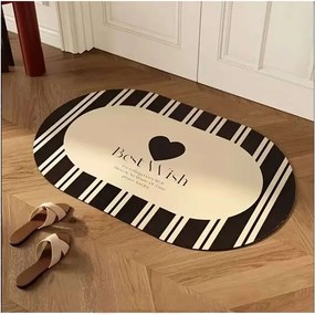 Fekete-krémszínű fürdőszobai kilépő 60x100 cm Best Wish – Foutastic
