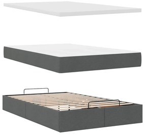 Ottomán ágykeret matraccal sötétszürke 120x190 cm szövet