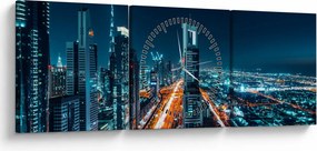 Kép - Dubai éjszaka (órával) (90x30 cm)