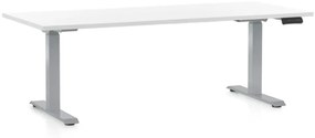 OfficeTech D állítható magasságú asztal, 180 x 80 cm, szürke alap, fehér