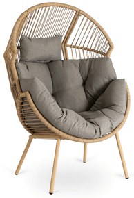 Rattan fotel bézs-szürke színben Portland
