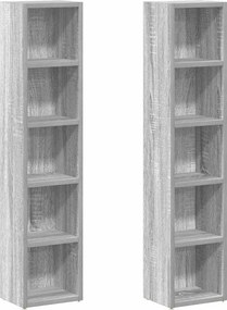 vidaXL 2 db szürke sonoma színű szerelt fa CD-szekrény 21x16x93,5 cm