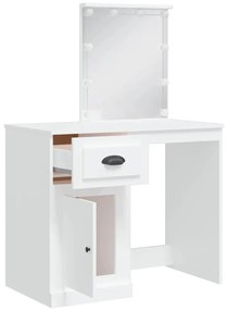 fehér fésülködőasztal LED-lámpákkal 90x42x132,5 cm