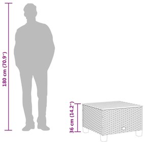 szürke polyrattan és akácfa kerti asztal 55 x 55 x 36 cm