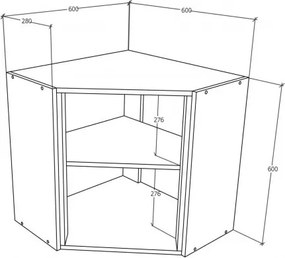 Benita 1 ajtós Felső konyhaszekrény Fehér 60x60x60 cm