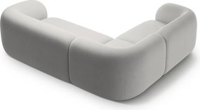 Világosszürke bársony sarokkanapé (bal oldali-L alakú) Kate – Micadoni