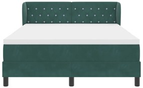 Boxspring Ágy Mattal Sötét Zöld 140x190 cm Bársony