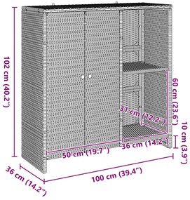 Tároló Szekrény Fekete 100x36x102 cm Rattan