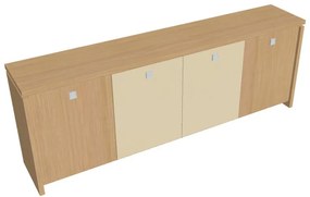 Verno alacsony szekrény 248 x 46 x 90 cm, kombinált ajtó, világos tölgy / vanília