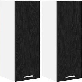 vidaXL Függő szekrény 2 pcs Fekete tölgy és fehér 30 x 31 x 80 cm