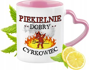 Cirkuszos Bögre Rózsaszín Szív Alakú Füllel Kávé Ajándék