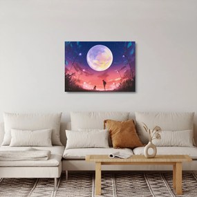 Kép - Nő és kutya teliholdkor (üvegen) (70x50 cm)