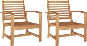 vidaXL Szék 2 pcs Barna 65 x 60 x 76,5 cm Tömör Teakfa