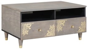 Dohányzóasztal with Drawer Szürke 80 x 54 x 40 cm tömör mangófa