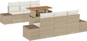 vidaXL Kert étkező szett párnával 7 pcs Beige és krém