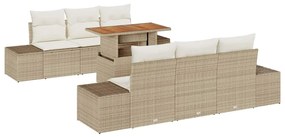vidaXL Kert étkező szett párnával 7 pcs Beige és krém