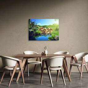 A tó képe a Seychelle-szigetek dzsungelében (üvegen) (70x50 cm)