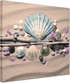 Vászonkép 30x30 Kék kagyló a homokban