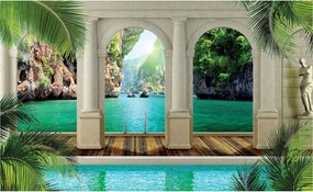 Fotótapéta Ívek Tenger Terasz Azúr vinil 208x146 +ragasztó