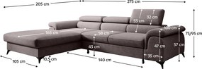 Kihúzható ülőgarnitúra, barna, balos, HORTY ROH