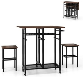 3 részes étkezőasztal szett bortartóval