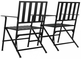 kétszemélyes fekete acél összecsukható kerti pad 137 cm