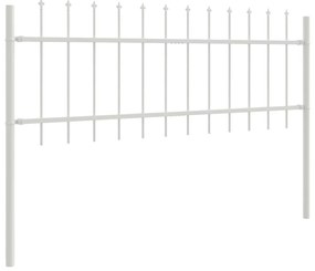 Kerti kerítés lándzsás tetejű, fehér, 10,2 x 0,6 m, acél
