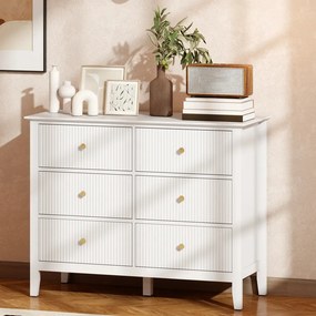 HOMCOM Fiókos komód, tálalószekrény 6 fiókossal, modern, 100 x 40 x 78 cm, fehér