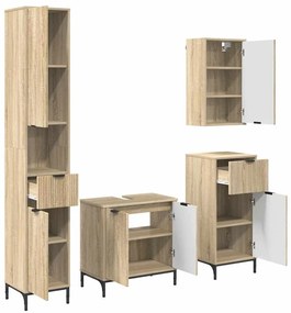 Fürdőszoba bútor szett fiókkal Sonoma tölgy Műanyag fa, fém