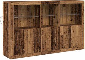 vidaXL LED tálaló LED -es lámpákkal Öreg fa 162 x 37 x 100 cm Faanyag