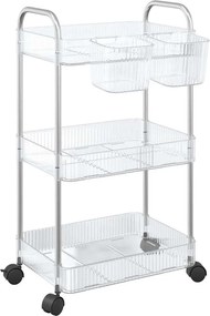 vidaXL tárolókocsi 3 szintes átlátszó 37x28x68 cm akril