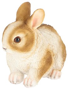 Törpenyúl polyresin szobor, tarka, kültéri és beltéri dekorációs kiegészítő