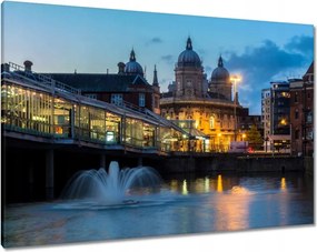 Vászonkép 100x70 Szökőkút a folyón