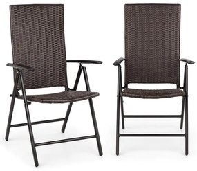Estoril, kerti szék, polyrattan, alumínium, 7 fokozat, összecsukható, barna