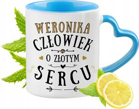 Veronika Kék Bögre Szív Alakú Füllel Kávé Ajándék