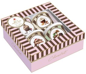 Porcelán eszpresszó kávés pohár 4 személyes szett díszdobozban Sweet Moments