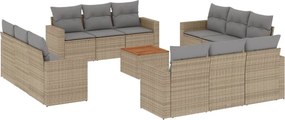 vidaXL 13 részes bézs polyrattan kerti ülőgarnitúra párnákkal