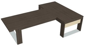 Verno+ S asztal 200 x 300 cm, kiegészítő íróasztallal, antracit tölgy / vanília