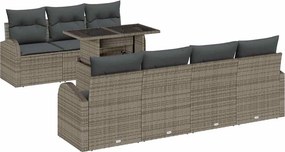 vidaXL Kerti Kanapé Szett párnával tárolóval 8 pcs Szürke Poly Rattan