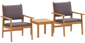 vidaXL Kerti Kanapé Szett 3 pcs Antracit Tömör Akácfa
