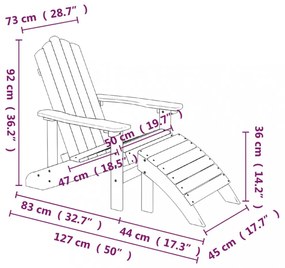 fehér HDPE kerti adirondack szék lábtartóval és asztallal