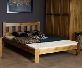 AMI nábytek Fenyőfa ágy Brita 140x200 cm méretben, tölgy színben