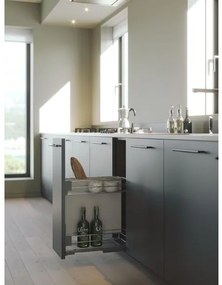 Konyhai fémrács, 300mm, fenéklapra szerelhető, ezüst szürke, teljes kihúzás, csillapított záródás, rejtett fióksín, 2 kosár, textílzsákkal SIGE, Green...