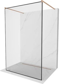 Mexen Kioto, Walk-In zuhany paraván 130 x 200 cm, 8 mm üveg fekete mintás, réz matt profil, 800-130-002-65-70