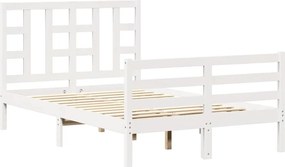 vidaXL fehér tömör fa ágykeret fejtámlával 120 x 200 cm